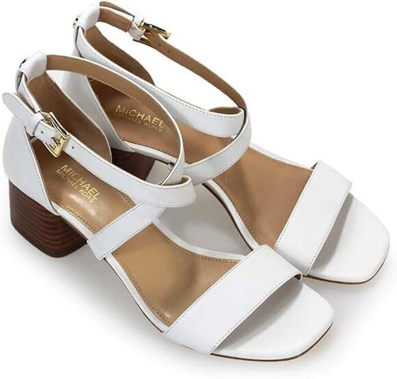 Michael Kors Shoes - Women's Shoes Michael Kors Diane Mid Block Heel Sandals Optic White Size 7.5 M